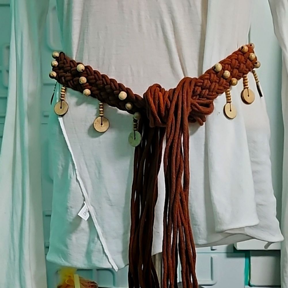 Vintage Crotched Western Wooden Coin Charm Belt OOAK